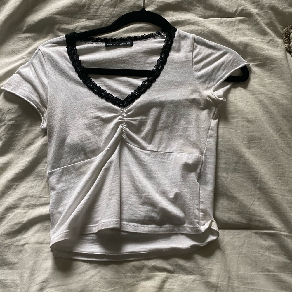 V-neck white top